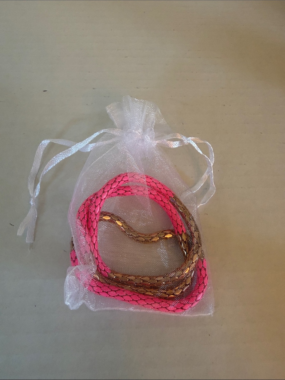 Plunder Neon Pink and Gold Braided Stretch Bracelet Set - Picture 2 of 2